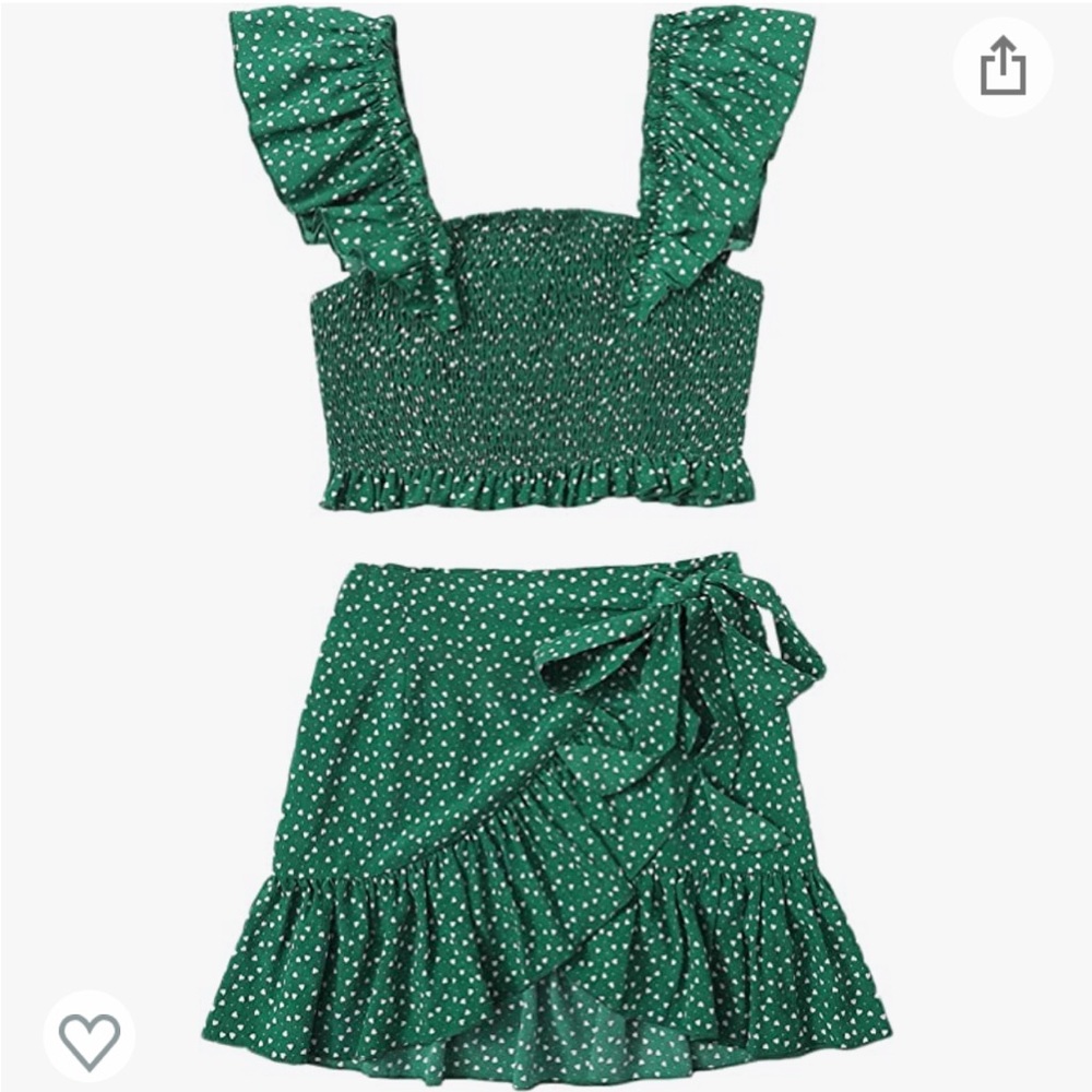 MakeMeChic 2-piece Ruffle Trim Set